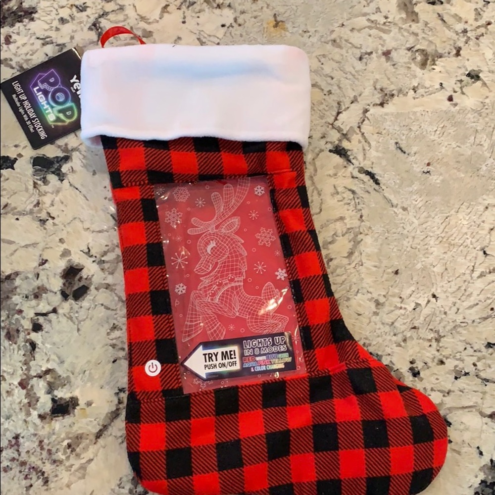 Yew pop lights buffalo check stocking - Picture 2 of 6